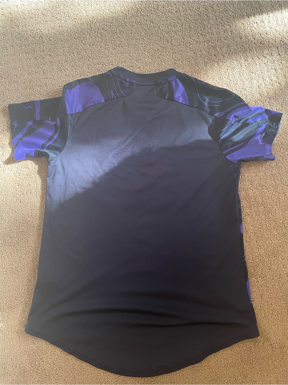 Men's Black Short Sleeve Athletic Jersey with Purple Accents